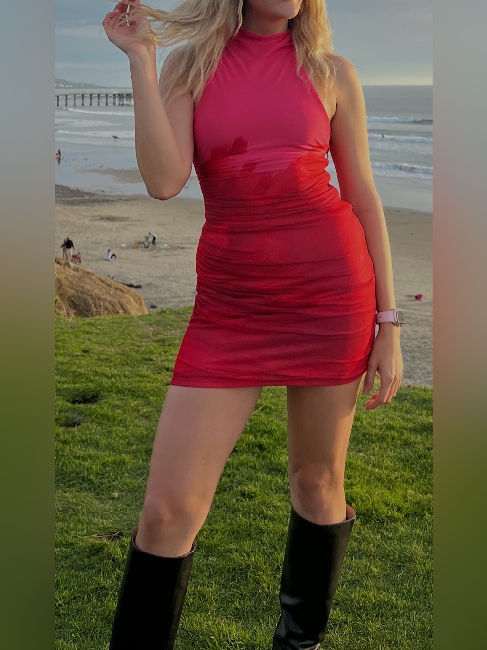 Zara Hot Pink Halter Dress